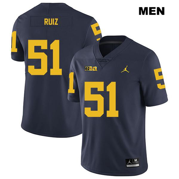 Men's NCAA Michigan Wolverines Cesar Ruiz #51 Navy Jordan Brand Authentic Stitched Legend Football College Jersey VO25D30ER